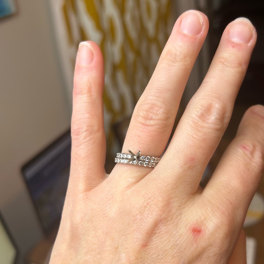 Engagement ring setting & Wedding band Set